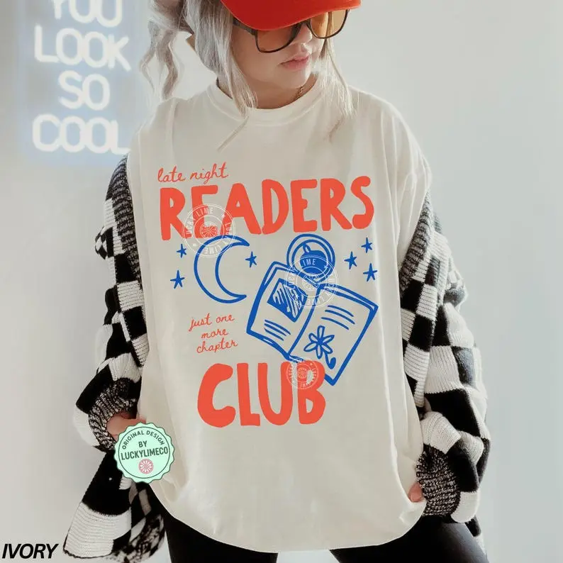 Comfort Colors® Book Shirt, Late Night Readers Club TShirt, Bookish Shirt, Bookworm Shirt, Reading Graphic Tee, Book Lover Gift, Book Club