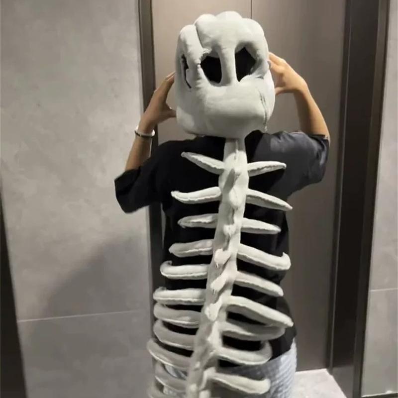 Dinosaur Bone Plush - Halloween Dinosaur Skeleton Costume Headpiece, Funny Role Play Plush Toy, Creative Prank Gift for Girlfriend, Kids, Family & Friends Valentine's Day gifts