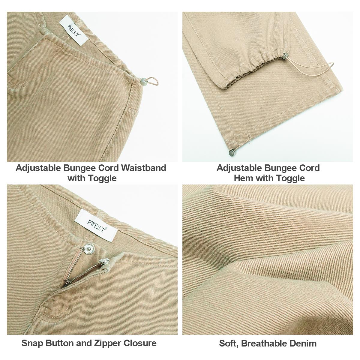 Pwest NYC Low-Rise Wide-Leg Jeans — Adjustable Drawstring Waistband/Hem, Relaxed Straight Cut, Decade Jeans, Super Low Rise, Soft Daily Wear-Spring Summer Bottom Trouser,back to school,back to school haul