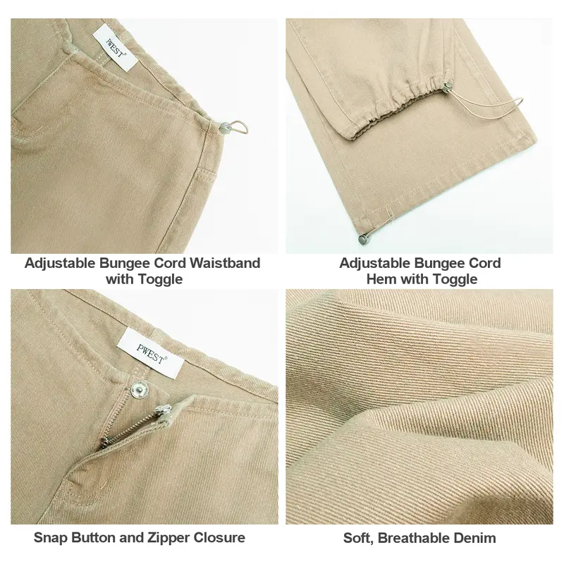 Pwest NYC Low-Rise Wide-Leg Jeans — Adjustable Drawstring Waistband/Hem, Relaxed Straight Cut, Decade Jeans, Super Low Rise, Soft Daily Wear-Spring Summer Bottom Trouser,back to school,back to school haul