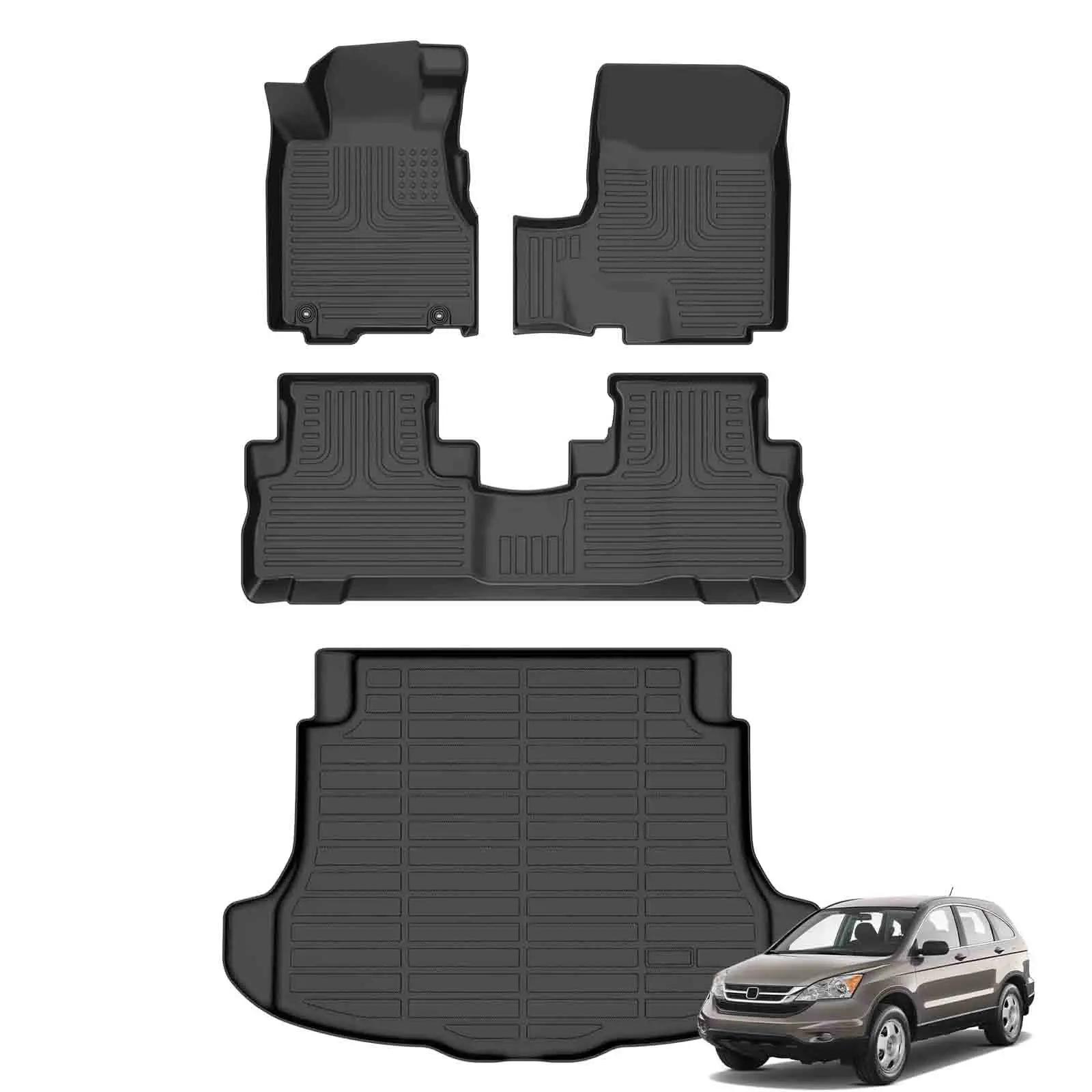 COLANAT for Honda CR-V 2007-2011 | 2017-2025 Floor Mats & Cargo Liner Set, 3D Custom All-Weather, High-Wall Waterproof, Eco-Friendly Odorless Material, Anti-Slip Backing, Tough Scratch-Resistant, Easy Clean Interior Accessories