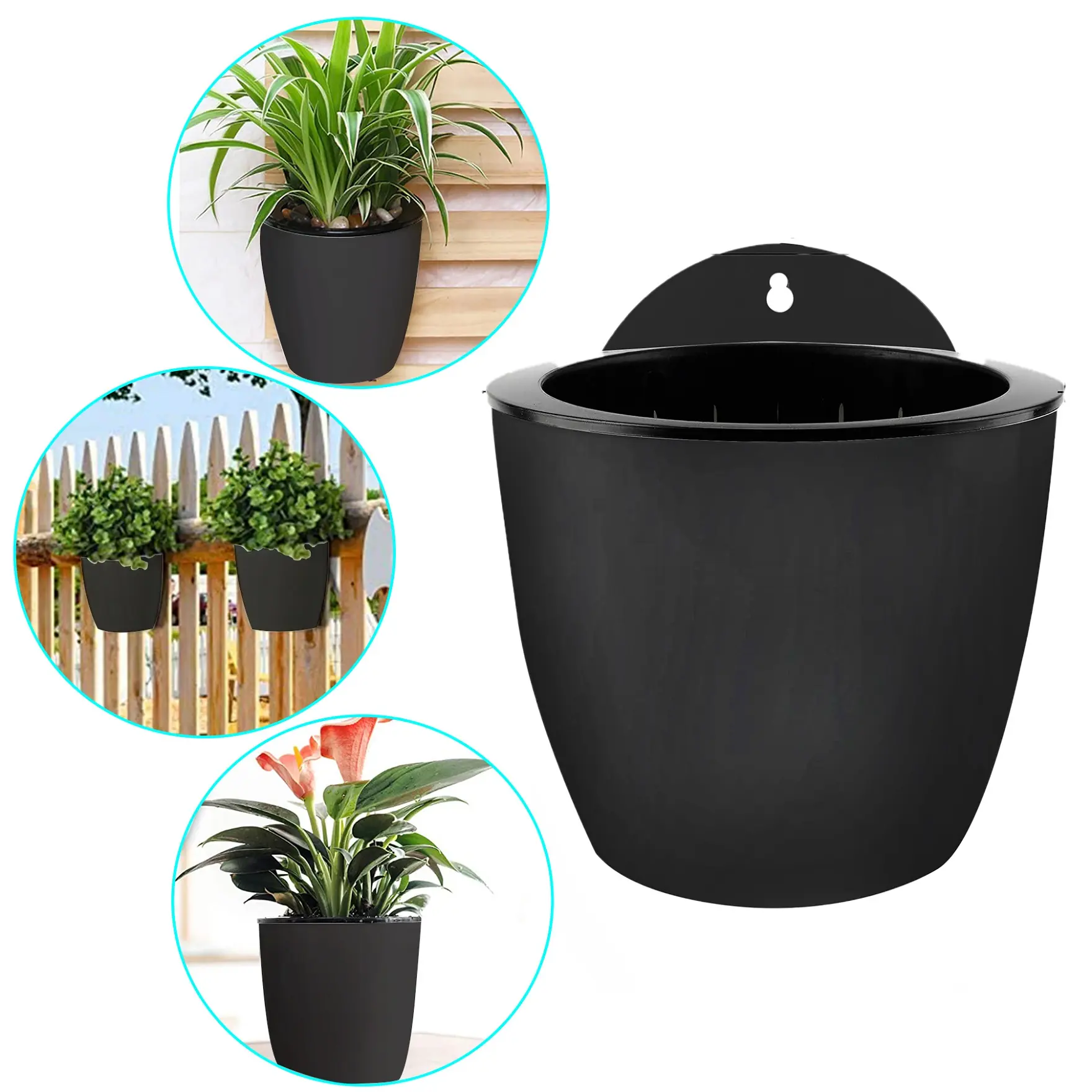 Findmall 7-Pack Sturdy Double-Layered Self-Watering Plastic Block-Shaped Wall Hanging Planters with Simple Hook-Mount Setup - House Plant Pots, Hanging Baskets for Container Gardening, Beginner Gardeners’ Gifts