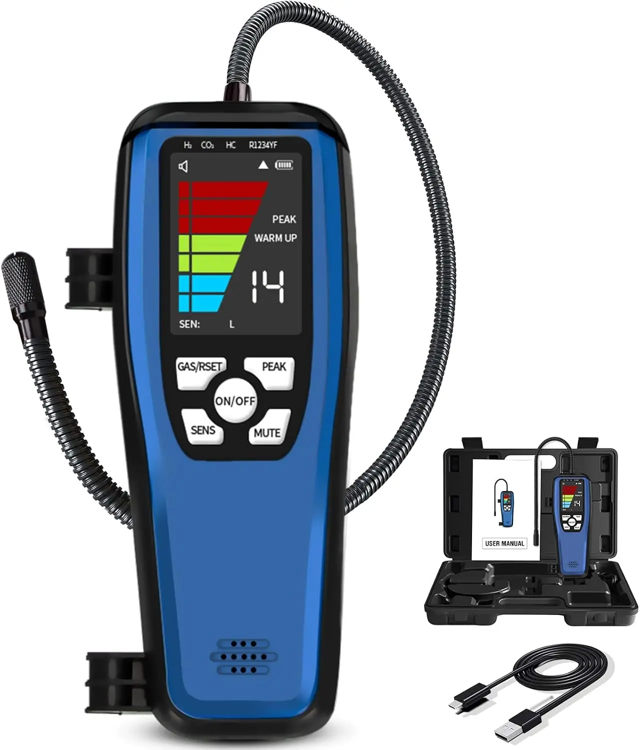 Refrigerant Leak Detector for Heat Pump, ALD-200 ASHP Freon Leak Detector with 0.14 oz/yr Sensitivity, Rechargeable HVAC Leak Sniffer for R410A R32 R407C R1234ze Mini Split AC