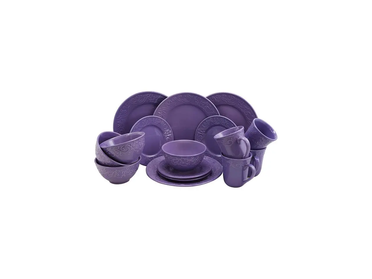 Elama Lilac Fields 16-Piece Dinnerware Set