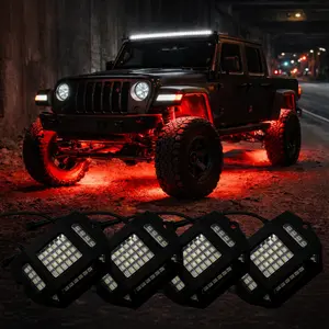 LIGHTING TRENDZ RGBW Hyper Pro Max V2 Rock Lights - Ultimate Waterproof Aluminum Casing, Custom Heat Sink, Magnetic Mounts, Easy Installation, 4-Pack, Bluetooth App Controller Included