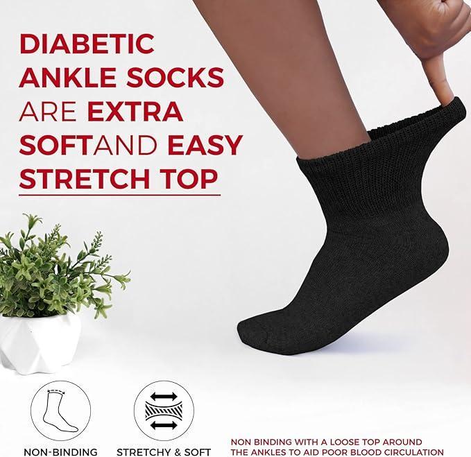 JPHYLL Diabetic Ankle Socks Doctor Approved Cushion Cotton Quarter Socks for Men Women 3 Pack Big Loose Anti-Slip Grip for Sports Enthusiasts
