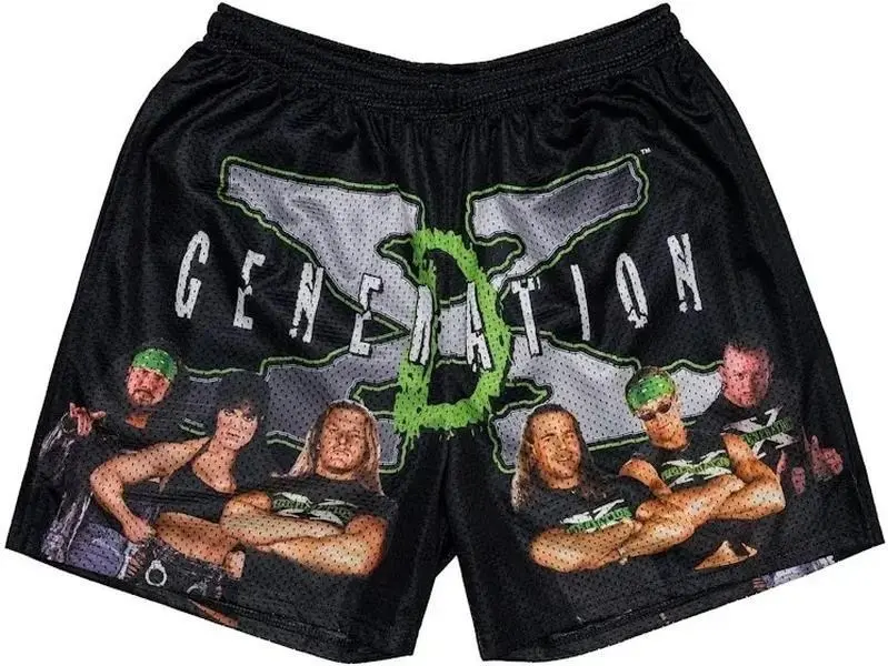 WWE DX D-Generation X Triple H Shawn Michaels Group Photo Mesh Shorts Unisex Gym Casual Streetwear Loose Comfort All Season Workout Short