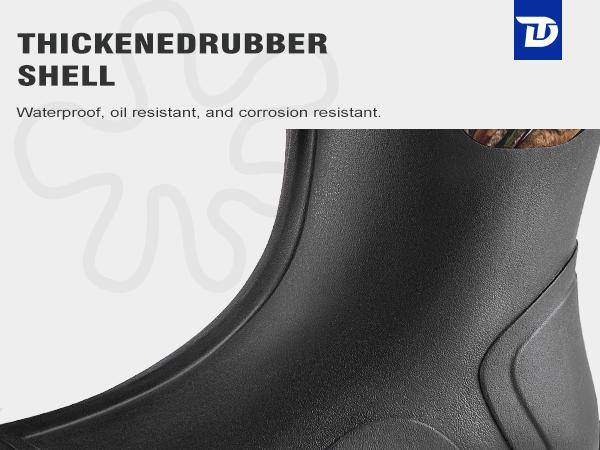 Trudave Rubber Boots for Men, Waterproof Work Rain Boots with Steel Shank, 6mm Neoprene Anti-slip Mud Boots Comfortable Industrial Shoe Reed Grass