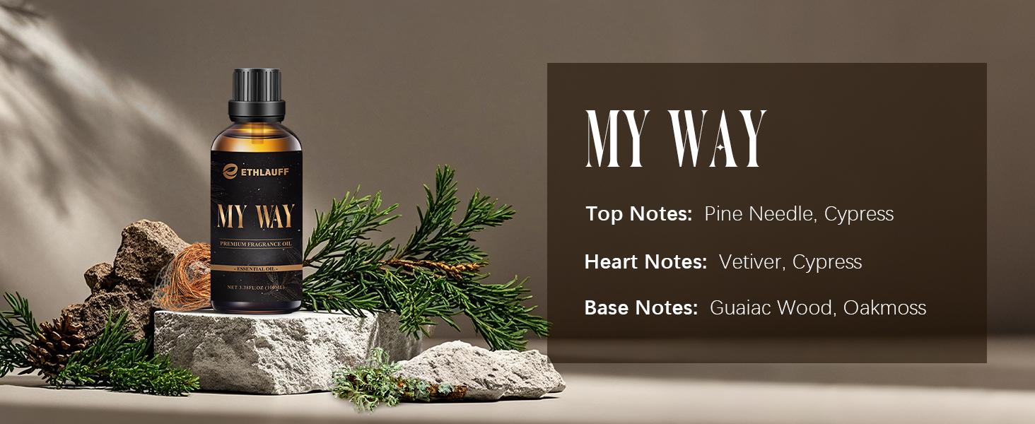 Ethlauff 3.5 fl oz Diffuser Oil For Humidifiers - Luxury Aromatherapy Scent Essential Oil - My Way, Ritz Carlton, Baccarat, Hints of Bright White Tea, Earthy Cedar, Hotel Fragrance Oil for Home, Home Care, Fragrance & Natural Scented Essential Oil