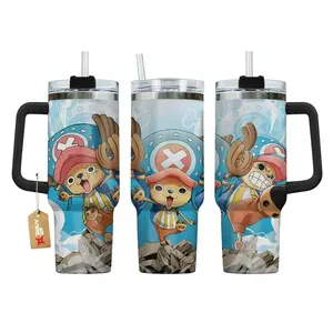 Chopper One Piecee Anime Manga - 40oz Tumbler Stainless Steel with Straw Collection Version 1, Double Wall Insulated, With Handle