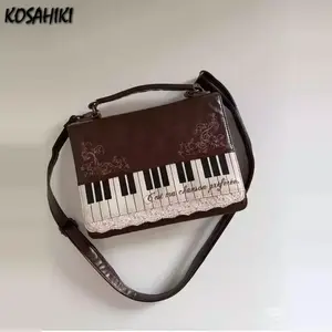 Patchwork Contrast Color Harajuku Women's Handbags Vintage Y2k Aesthetic Shoulder Bag Streetwear All Match Trendy Crossbody Bags