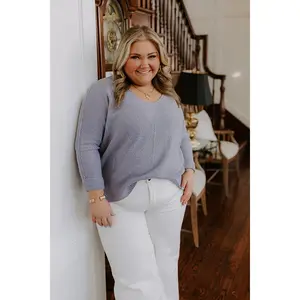 Morning Dew Knit Sweater Top in Periwinkle Curves