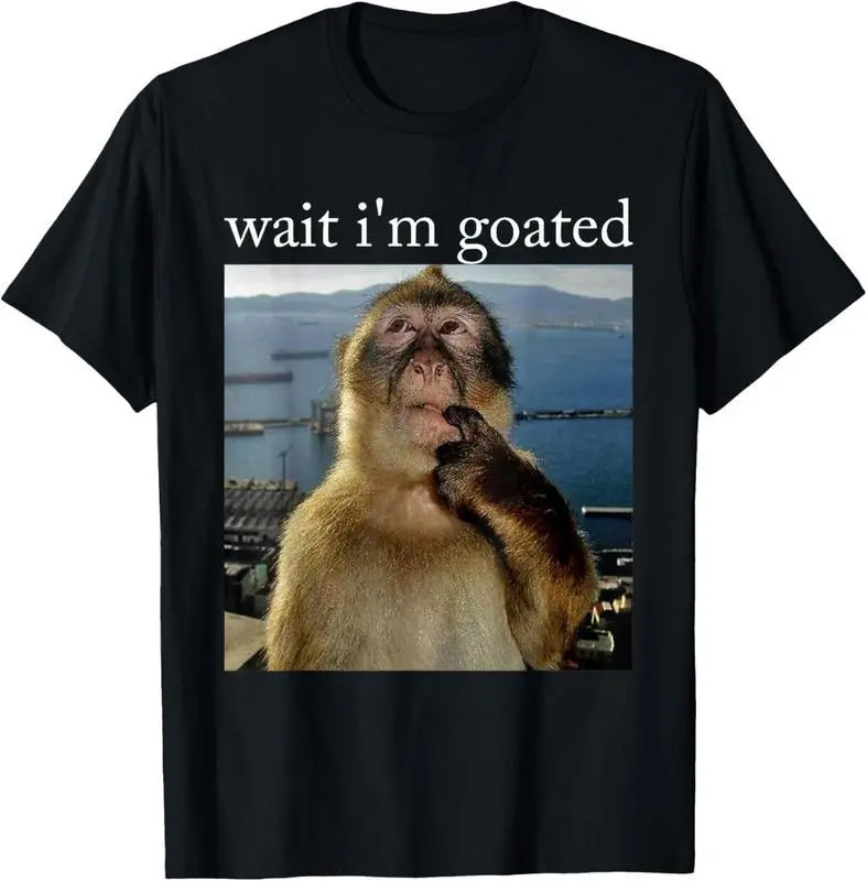 100%25 Cotton Wait I'm Goated Funny Thinking Monkey Meme Brainrot Gift T-Shirt