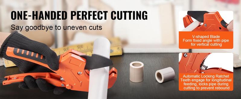 VEVOR PVC Pipe Cutter, 0-2-1/2" O.D. Ratcheting PVC Pipe Cutter, Heavy Duty Tube Cutting Tool with Spare SK5 Blade for PVC, CPVC, PP-R, PEX, PE, Rubber Hoses VEVOR PVC Pipe Cutter, 0-2-1/2" O.D. Ratcheting PVC Pipe Cutter, Heavy Duty Tube Cutting Tool with Spare SK5 Blade for PVC, CPVC, PP-R, PEX, PE, Rubber Hoses