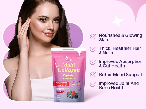 Fuel Multi Collagen Peptides 3 Packs - Hydrated Protein Peptides with Biotin, Resveratrol & Micro-Ingredient Vitamin C - Includes All Flavors - Edible Dietary Fuel Multi Collagen Peptides 3 Packs - Hydrated Protein Peptides with Biotin, Resveratrol & Micro-Ingredient Vitamin C - Includes All Flavors - Edible Dietary