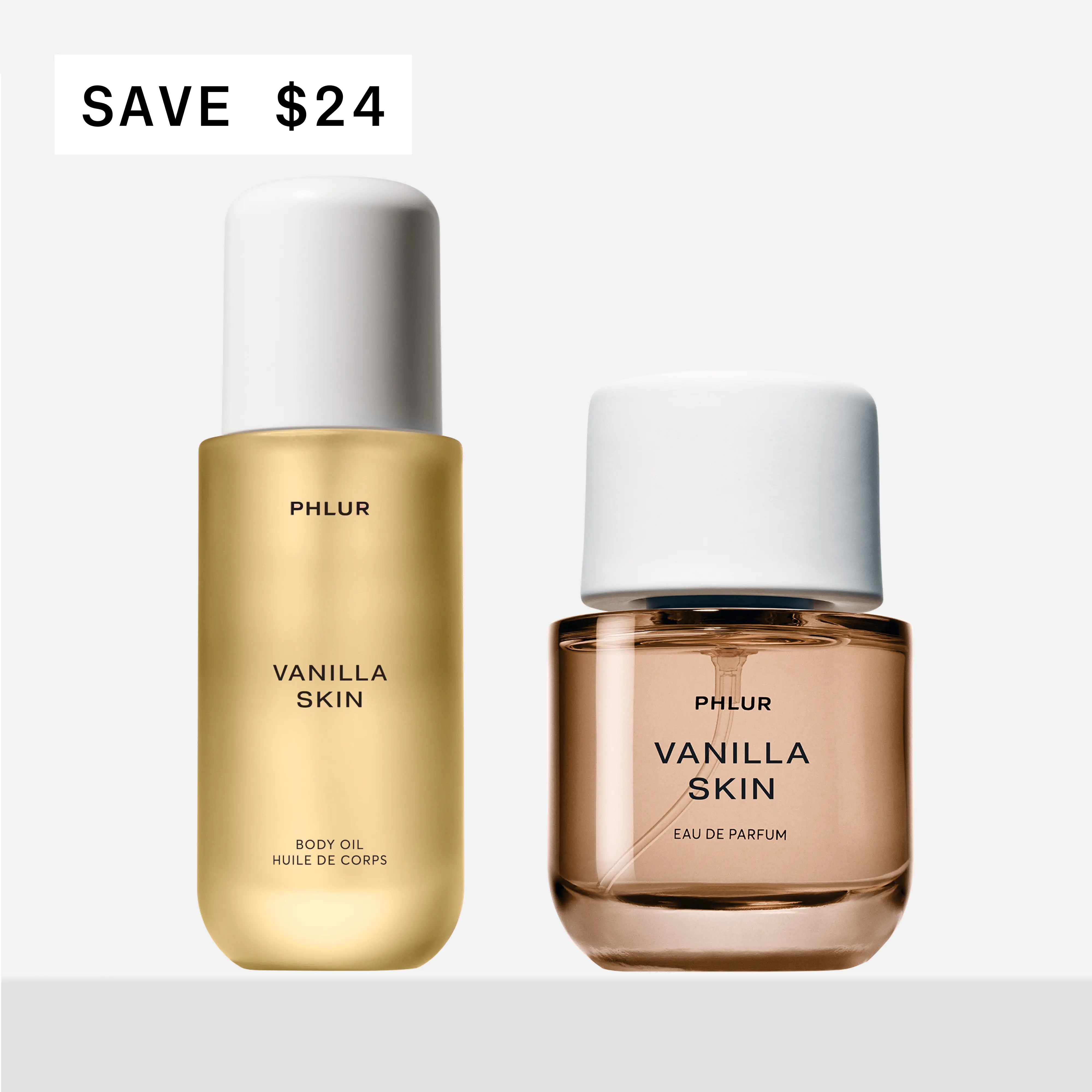 PHLUR Vanilla Skin Daily Ritual Duo - Eau de Parfum + Body Oil Set with Vanilla, Pink Pepper & Sandalwood (50mL + 4 fl oz)