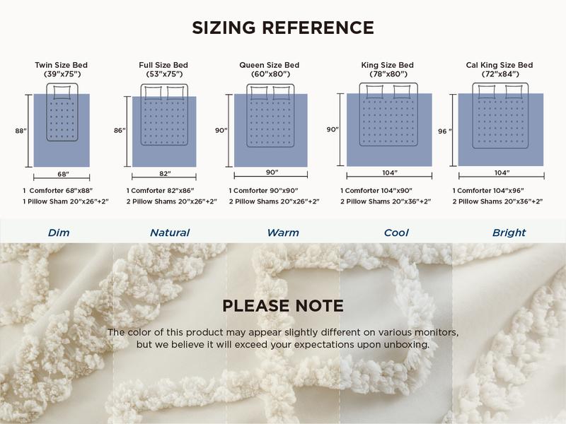 Bedsure Tufted Boho Decorative Bedding Set Comforter Boho Bed Set, Valentine's Day Gifts GentleSoft 3 Pieces Farmhouse Shabby Chic Embroidery Bedding, Soft Jacquard Comforter for All Seasons