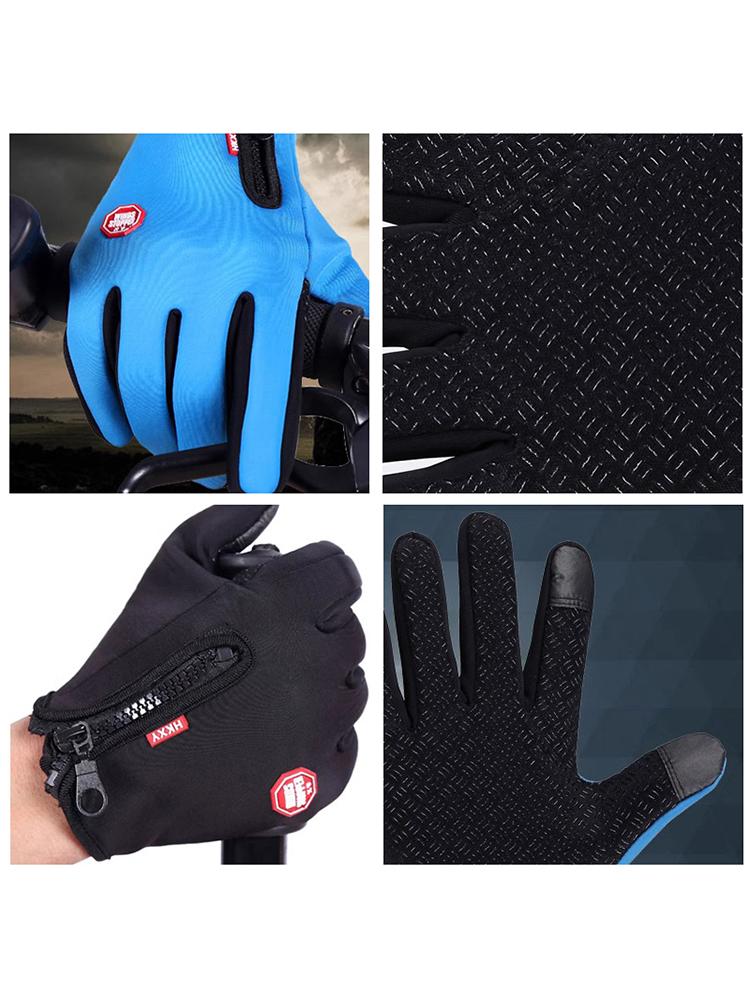 Winter Touch Screen Gloves Adjustable Zipper Windproof Waterproof Warm Short Gloves for Outdoor Hiking Fishing Running Unisex Sports