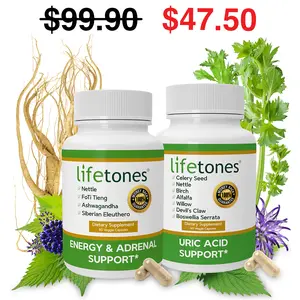 Lifetones Uric Acid Support Capsules + Energy & Adrenal Support Capsules Bundle
