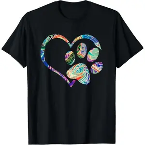 Cotton Short Sleeve Animal Rescue Shirt Dog Paw Print Tie Dye Rainbow Dog Love T-Shirt For Men Women