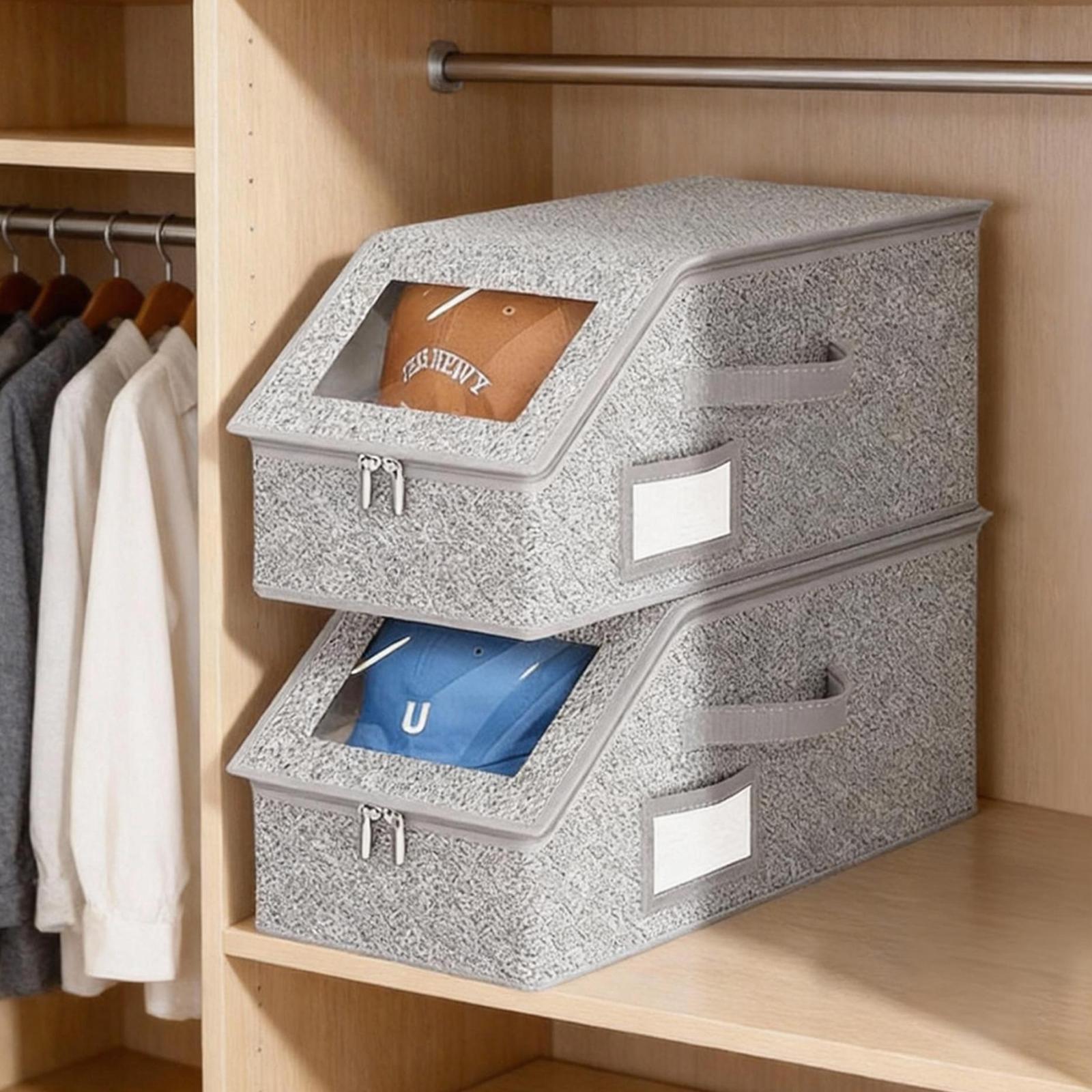 hat Organizer Baseball Cap Storage Box Holds Up to 24 Caps Durable Cardboard Stackable Hat Organizer for Wardrobe Easy Carry