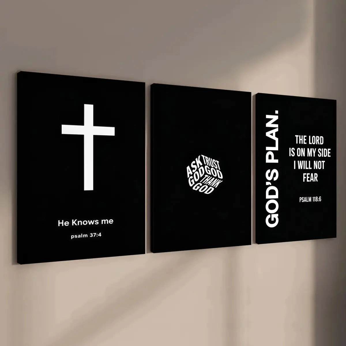 3-Pack Wooden Frame Canvas, Modern Cross Bible Verse Art Poster, Religious Prints, Waterproof Wall Decor, Decorative Wall Art for Living Room, Bedroom, Hallway, Gift Idea