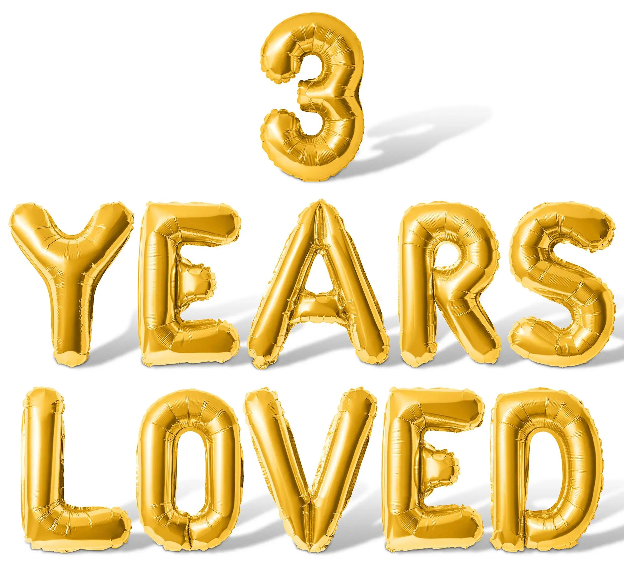 Letter Balloons - 3 YEARS LOVED 16" Inch Alphabet Letters Foil Mylar Balloon 3rd Birthday Party Banner