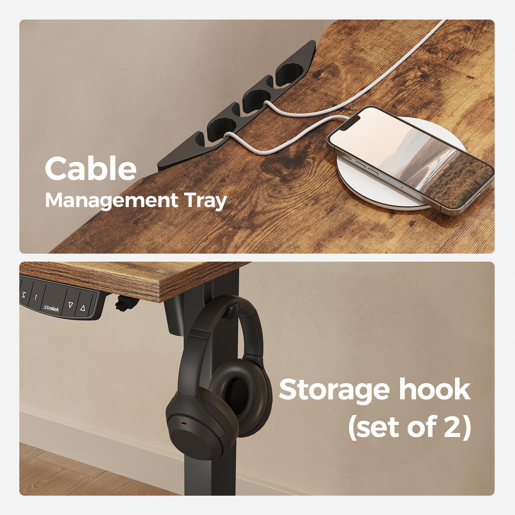 Agilestic Electric Height Adjustable Standing Desk, L-Shaped Sit-Stand Desk for Home & Office, Ergonomic Computer Table with Splice Board, Rustic Brown/Black/White/Light Rustic Brown