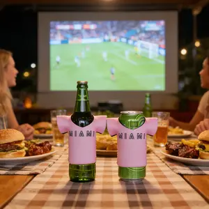 【2026 World Cup】Miami Fans Gift 12oz Slim Beer Can Cooler Sleeves Neoprene Cooler Sleeve for Beer & Soda Insulated Cover Miami Football Team Jersey Design 2-Pack