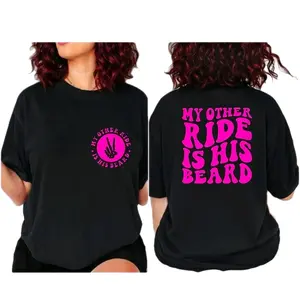 funny shirt my other ride is his beard humor cute popular trending Short sleeve Top Unisex Tshirt
