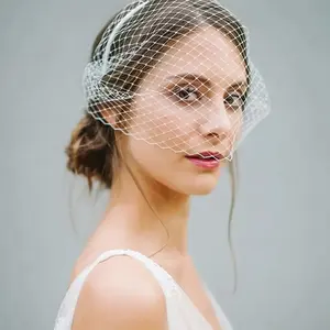 Elegant Crystal Beaded Bridal Veil Chic Black Birdcage Face Net Mask for Weddings Fashionable Polyester Spandex Headpiece with Beaded Detailing