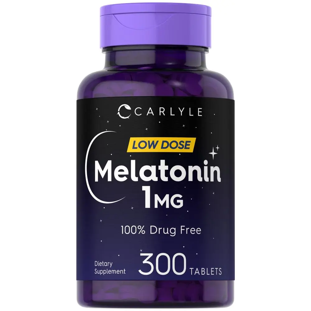Carlyle Melatonin 1 mg | 300 Low Dose Tablets  | Drug Free Aid | Vegetarian, Non-GMO, Gluten Free