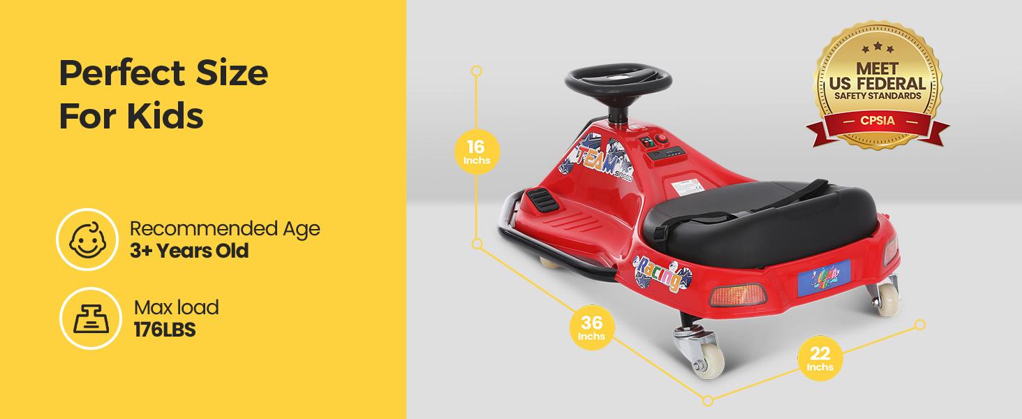 [Live] Sophia & William 24V Electric Wiggle & Drift 2-in-1 Go Kart with Light-Up Rear Wheels, 9.3 MPH Drifting Kids Ride On Car,  Ages 3+, with Slow Start, Flashing Wheels, Front Lights, Bluetooth Music, and Safety Harness, Gift for Boys & Girls