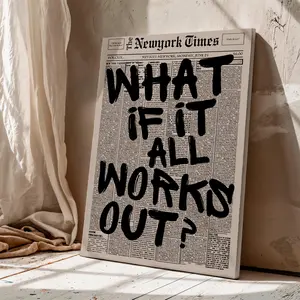 What If It All Works Out Retro-style Canvas Poster Inspirational Positive Wall Decor for Offices Bedrooms Living Rooms High-quality Boutique Artwork Wood Wall Art Indoor Decoration