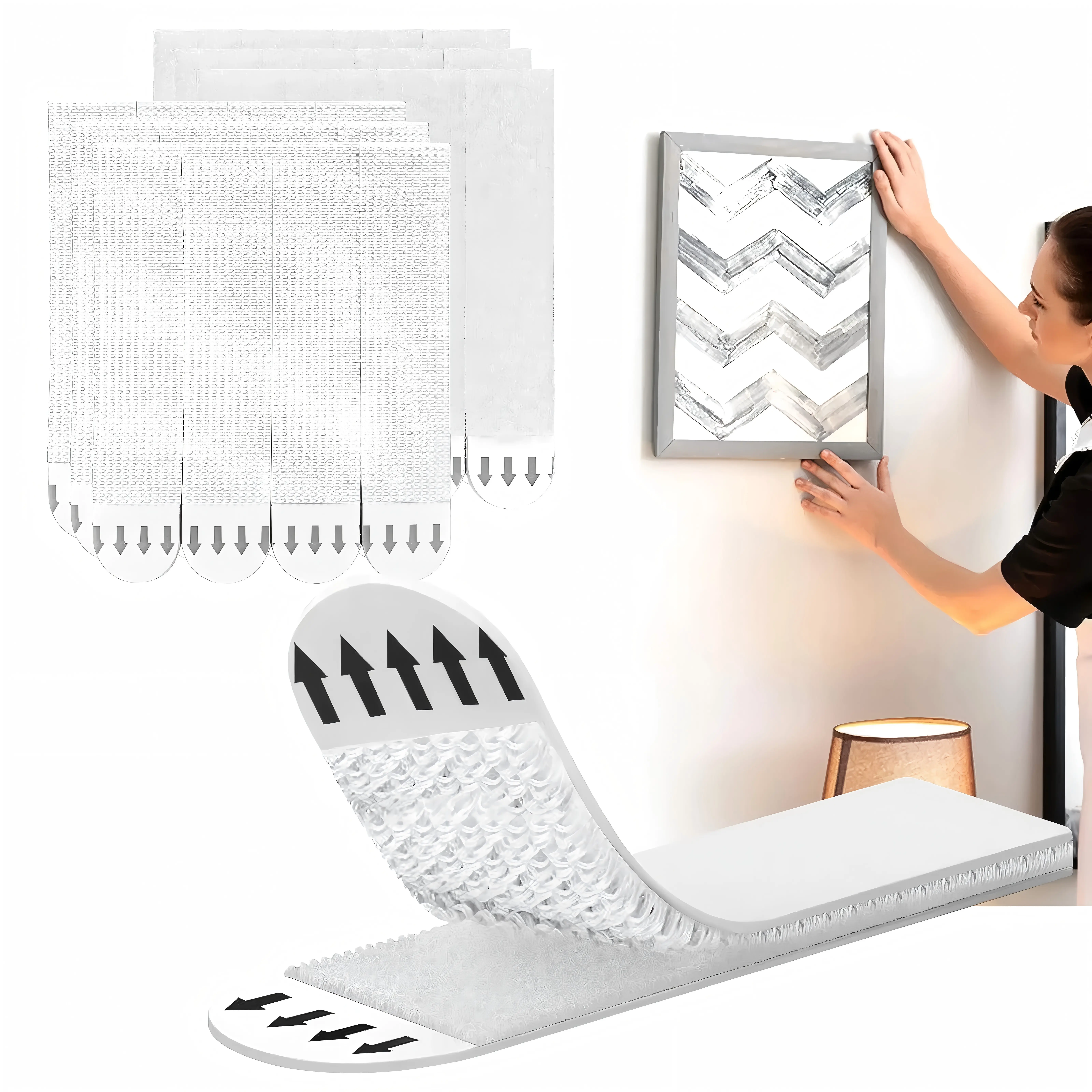 Large Picture Hanging Strips Heavy Duty, 16Pairs/32Pairs Sticky Picture Hangers for Walls No Damage Wall Picture Hangers Without Nails Refill Adhesive Poster Strips