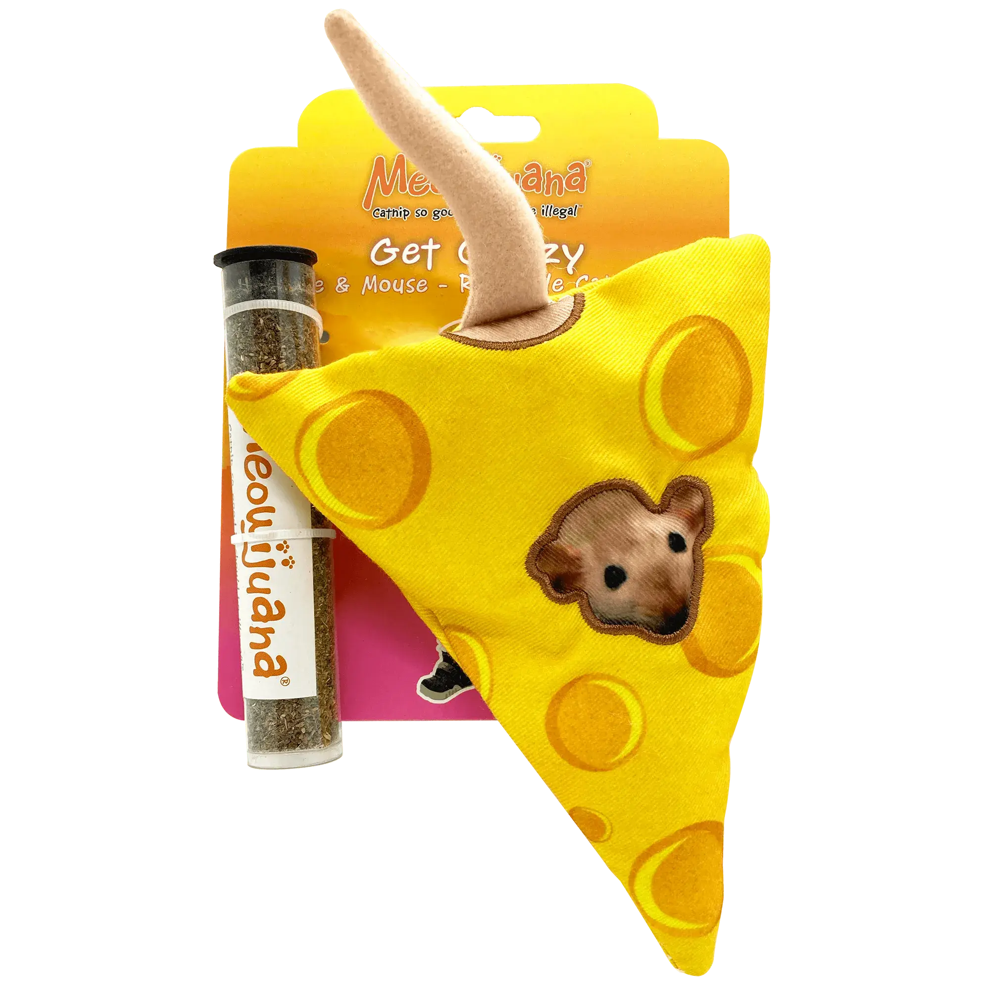 Get Cheezy Cheese & Mouse Refillable Cat Toy - Interactive Plush Cat Toy