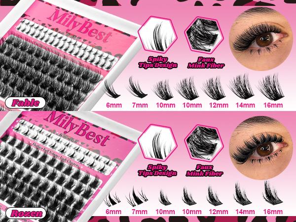 MilyBest Cove Eyelashes ,1 Set Mixed Length Individval Eyelash Extensions Kit,Self Grafting False Eyelashes with Tweezers&Glue&,Prefessional Eye Makeup Accessories for Women