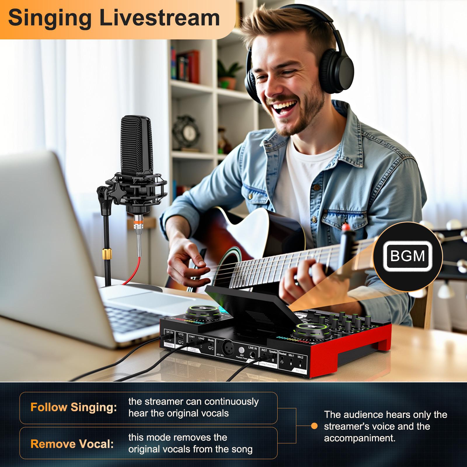 Tenlamp G10-PKPRO cantilever live broadcast sound card with cantilever bracket, DSP professional chip, PK PRO microphone, 4 custom sound effect buttons, compatible with Android, Apple mobile phones and PS5