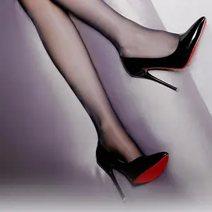 Women Sexy Patent High Heels 10cm Stiletto Pointed Toe Nude Pumps Shiny Bottom Ladies Nightclub Prom Party Wedding Evening Shoes 2026 festive polished cocktail wear bridal block heel feminine guest