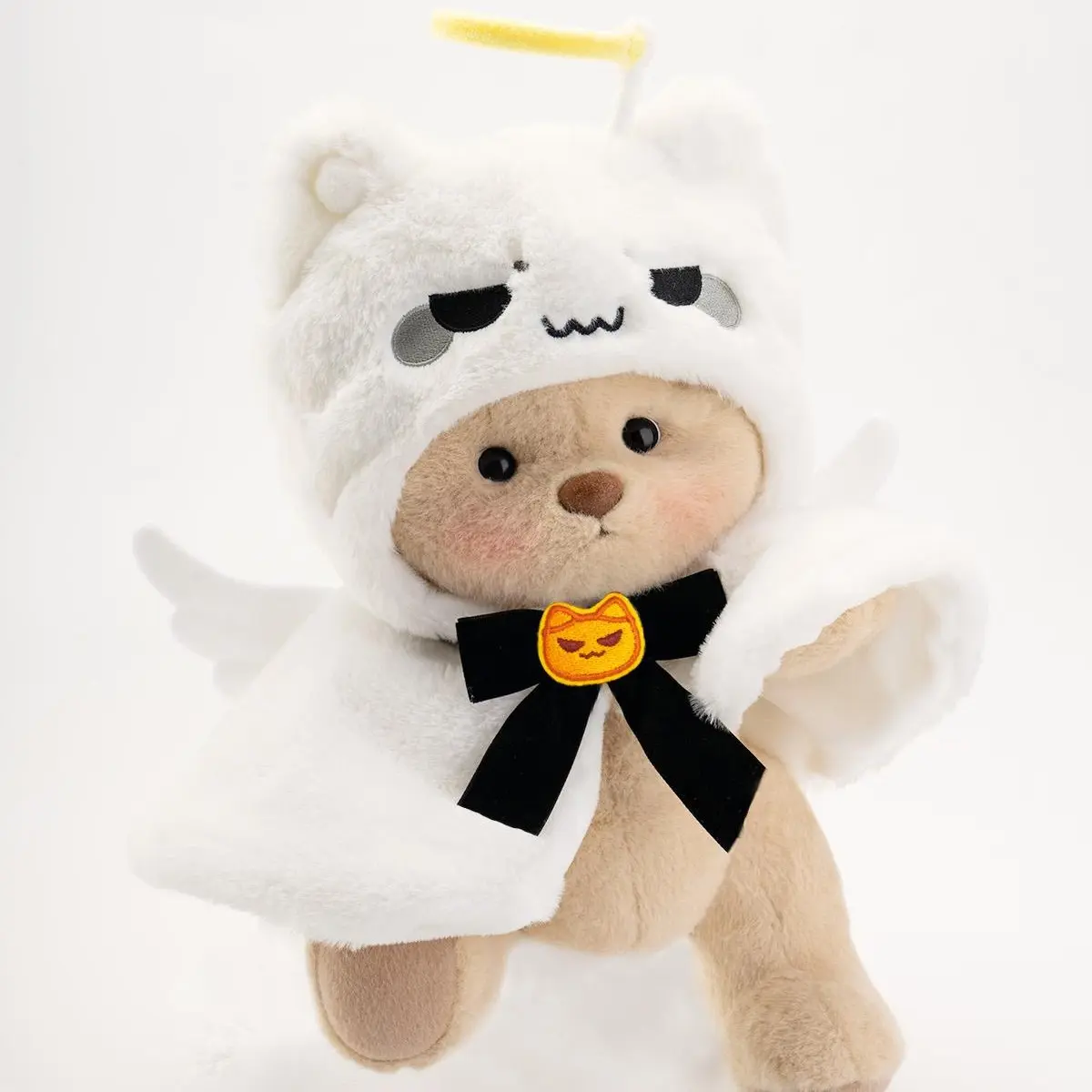 GETAHUG Handmade Jointed Plush Teddy Bear - Halloween Ghost Cape, Moveable Stuffed Animal, 9” Sitting/12” Standing Height, 7.5” Width, Unisex Soft Gift for Ages 6+, Polyester, Neutral Detergent Hand Washable, 30-Day Hassle-Free Returns & Exchanges