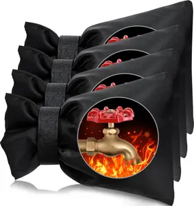 Outdoor  Covers for Winter Freeze Protection 4 Pack Reusable Garden  Cover Socks for Various  Water Spigot Pipe Hose Bib,Waterproof Insulated Anti-Freeze Covers-Reflective Velcro Mesh Dustproof AC Sash Paint Brushes