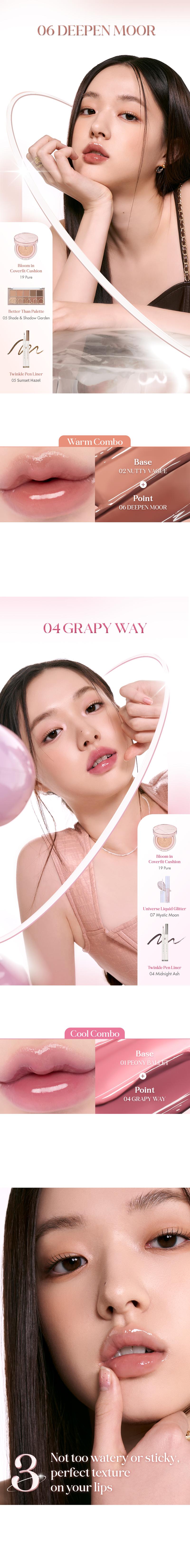 [rom&nd Official Shop] rom&nd Glasting Color Gloss 4g Plumping Volume Bunny Tongue Lips Glazed Glass Lightweight Glowy Vivid Transparent Glossy