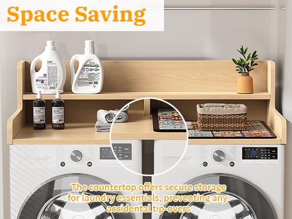 2-Tier Washer & Dryer Countertop 27.55"x54" 2-Tier Storage Rack Countertop for Laundry Room Organization, Washer and Dryer Covers for Front-Load Washers & Dryers Top, Black/Natural 2-Tier Washer & Dryer Countertop 27.55"x54" 2-Tier Storage Rack Countertop for Laundry Room Organization, Washer and Dryer Covers for Front-Load Washers & Dryers Top, Black/Natural
