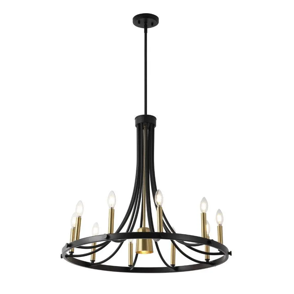 Dante Modern Iron Adjustable Wagon Wheel LED Chandelier with Downlight