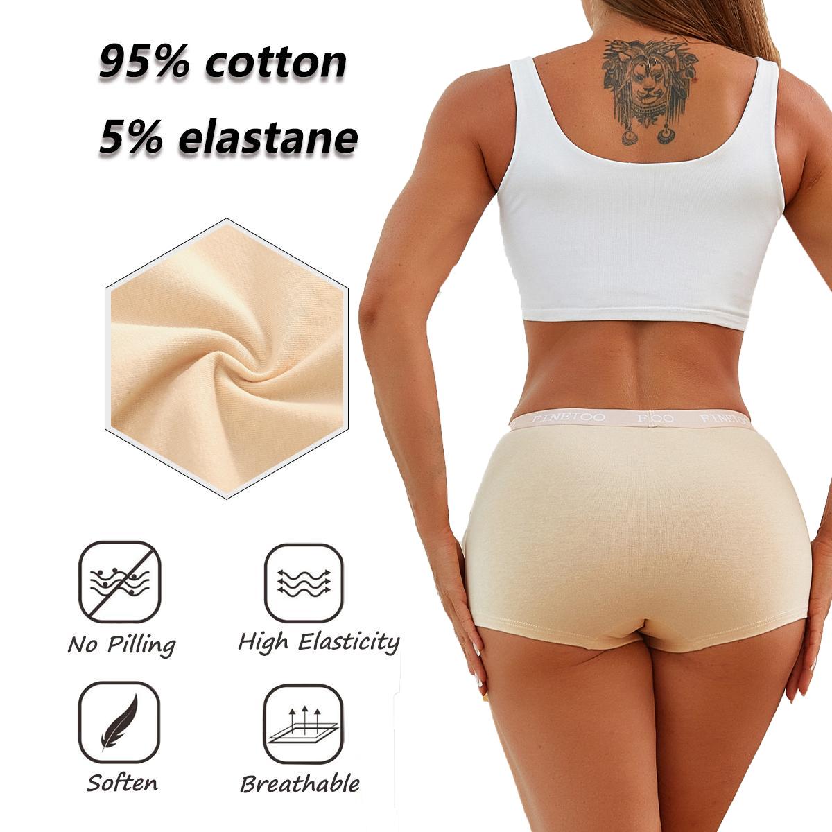 FINETOO 6 Pack Cotton Boyshorts for Women – Full Coverage, Breathable Boxer Briefs with Letter Waistband, Comfortable & Skin-Friendly Underwear for Everyday or Bridal Wear SpringStatements