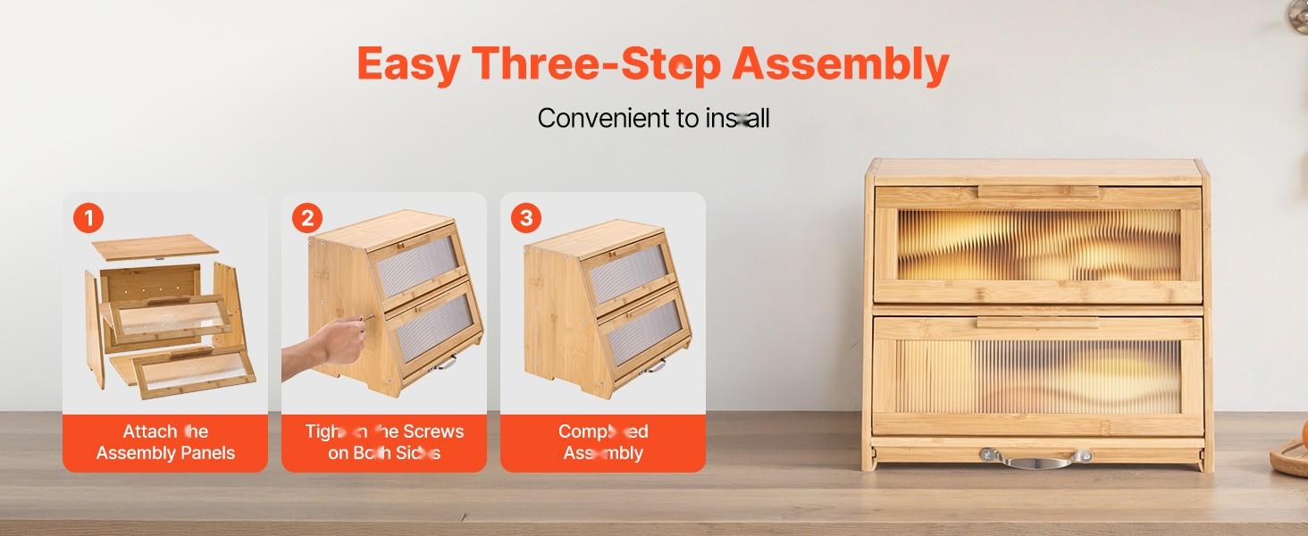 Double Layer Bread Box For Kitchen Counter - Bamboo Storage Container Natural Finish, Two-Tier, Airtight Seal, Stackable Pantry Organizer, Eco-Friendly Natural Bamboo Bread Keeper, Countertop Organization And Fresh Bread Storage