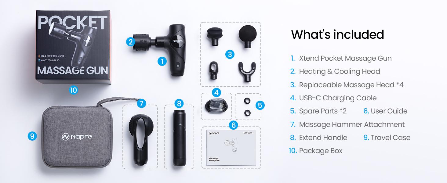 NAPRE 3-in-1 Mini Massage Gun with Heat and Cold,Deep Tissue Back Massage with Detachable Handle for Neck/Body Pain Relief,Portable Handheld Percussion Muscle Massager,Small & Quiet,5 Heads with Case,Gift NAPRE 3-in-1 Mini Massage Gun with Heat and Cold,Deep Tissue Back Massage with Detachable Handle for Neck/Body Pain Relief,Portable Handheld Percussion Muscle Massager,Small & Quiet,5 Heads with Case,Gift