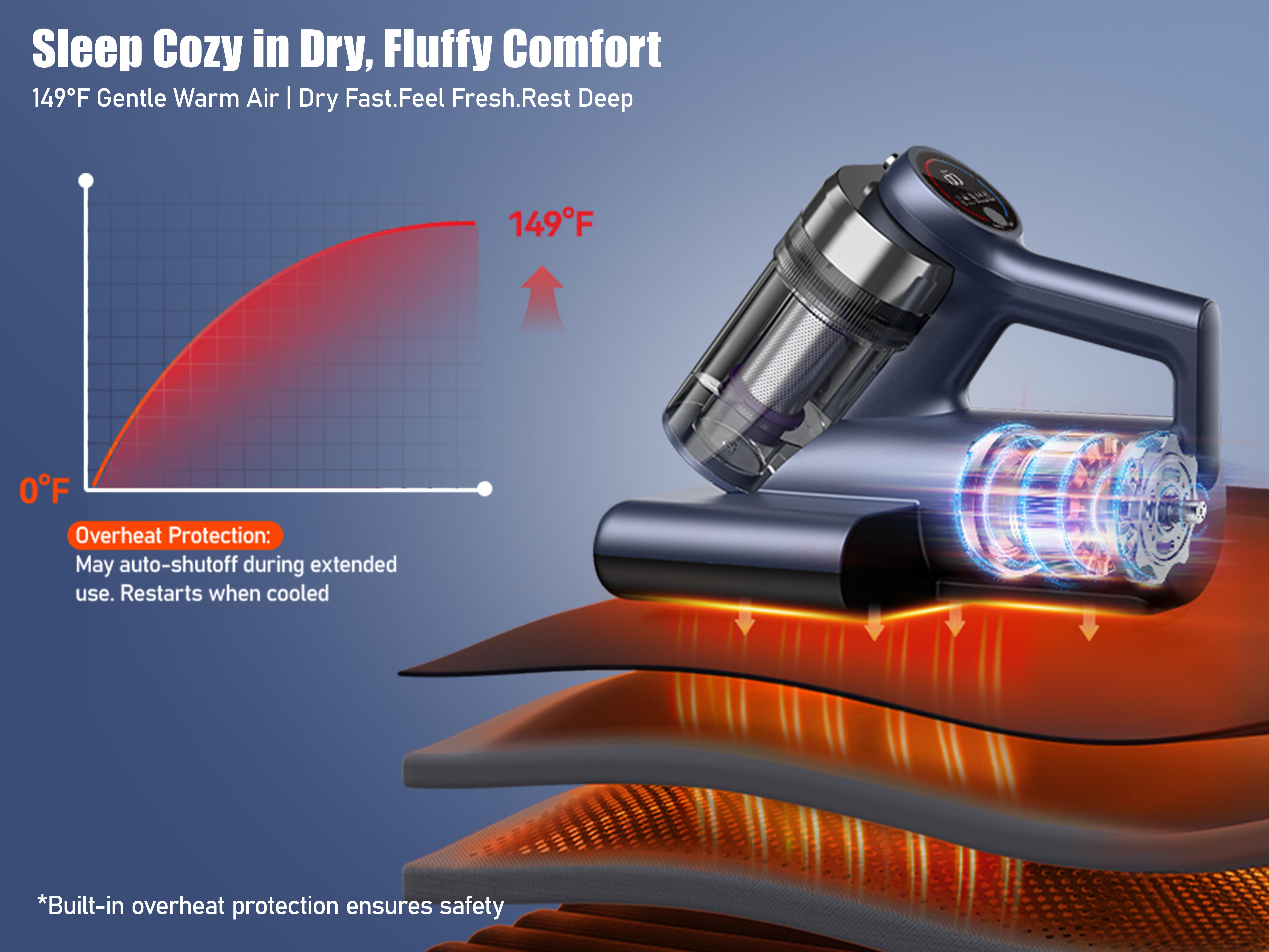 2026 Teant Upgraded Cordless Mattress Vacuum Cleaner, 18KPa Powerful Suction with UV-C Light, 149°F Hot Air, HEPA Filter, LED Display & Aroma Function for Bed, Sofa, Couch and Carpet