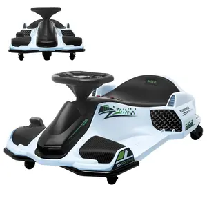 Children's Electric Drift Go-Kart Car - 24V 7A 180W, Racing Play Vehicle with Drift Mode, Lights, Music, Low Battery Alarm, White