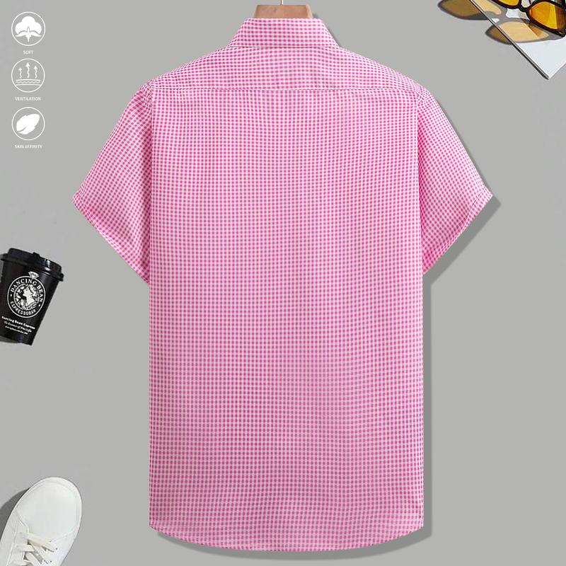 3-piece set, summer short-sleeve shirts, lightweight breathable plaid shirts, suitable for beach vacations, pool parties, and casual wear, plaid shirts, men's shirts, men's short-sleeve tops